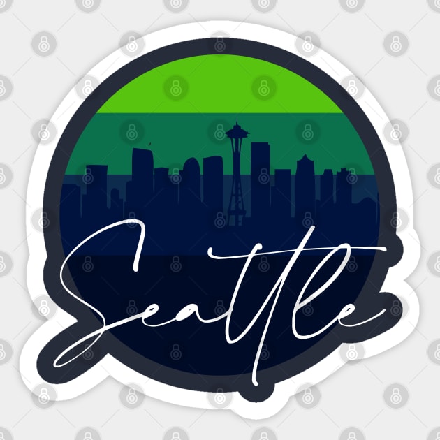 Seattle Skyline Football Colors Sticker by funandgames